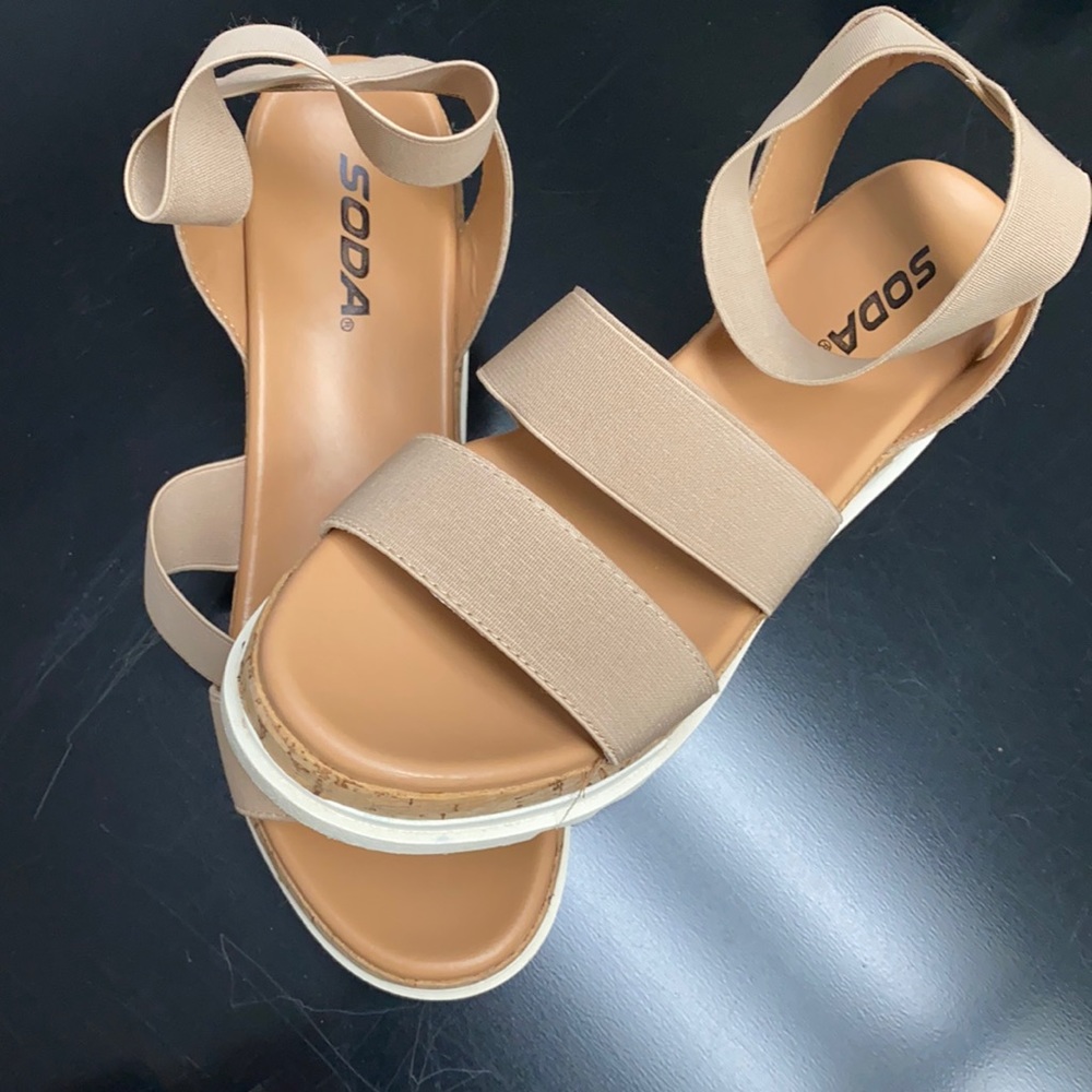 Soda Wedge Sandals size 8